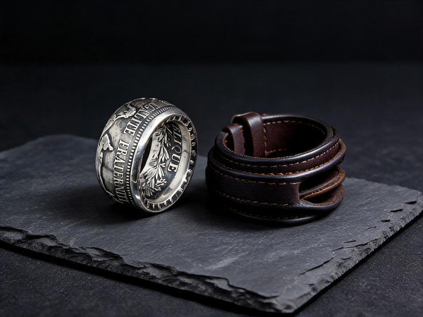 Bague forgée à partir d'une pièce 10 Francs Hercule en argent, motif d'Augustin Dupré, Moneta Créations